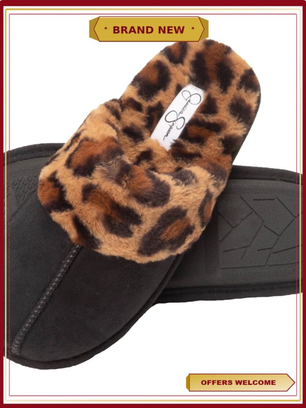 Faux Fur Slippers Memory Foam Slip On House Shoes Anti-Skid Sole